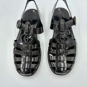 Gucci Double G Jelly Sandals in Black